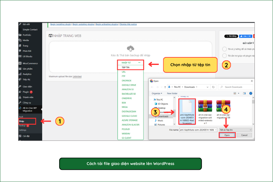 Cách tải giao diện website lên WordPress