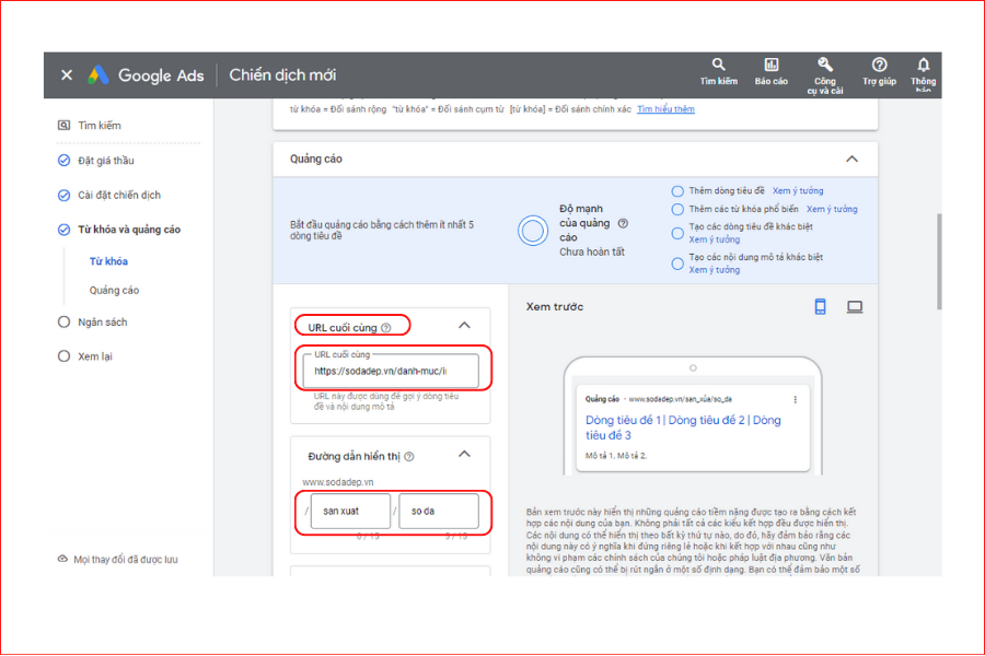 Thực hành tạo quảng cáo tìm kiếm Google Ads 