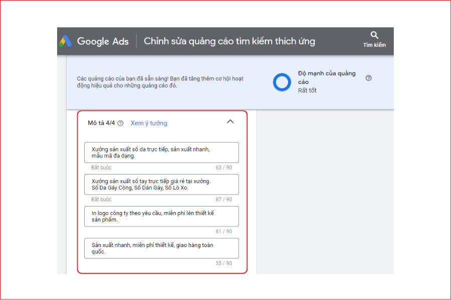 Thực hành tạo quảng cáo tìm kiếm Google Ads 