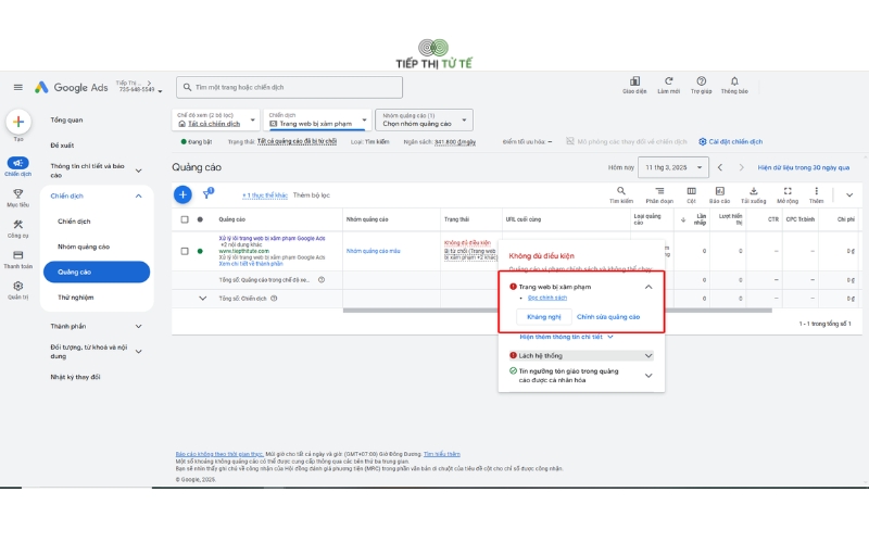 lỗi trang web bị xâm phạm